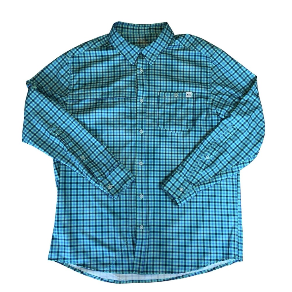Field & Stream Fishing Shirt Mens XL Green/Blue Vented Button Up Shirt - Picture 3 of 9